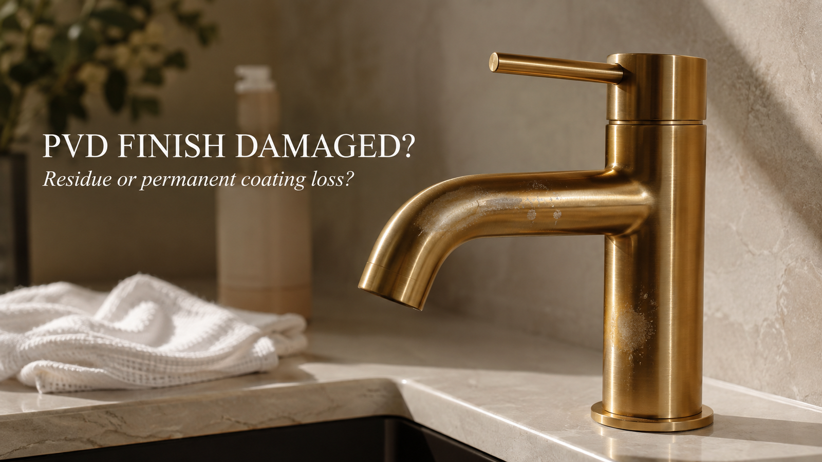 PVD faucet finish ruined after cleaning with cloudy residue and possible coating damage