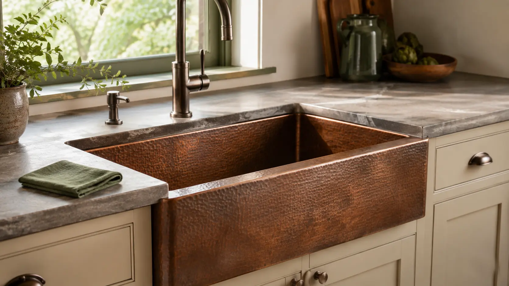 How to clean a copper sink without removing its natural patina