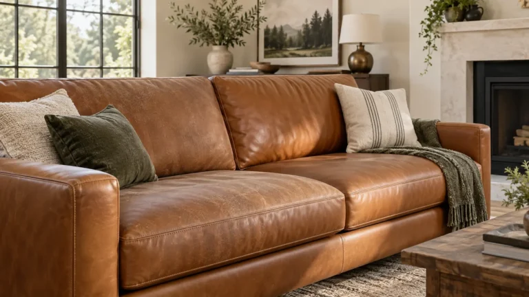 How to clean a leather couch with light surface soil beside a clean dry area