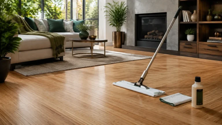 How to clean bamboo flooring with a barely damp microfiber mop