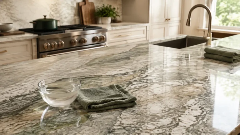 How to clean quartzite countertops with a soft microfiber cloth
