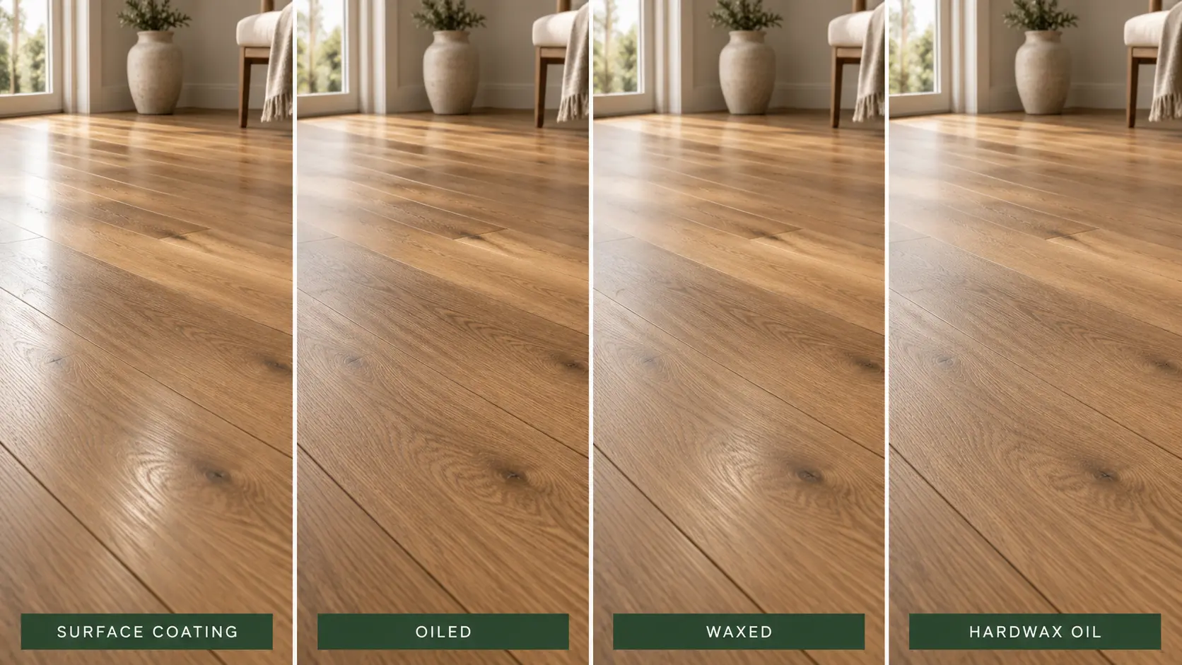 Surface coating oil wax and hardwax oil hardwood floor finishes